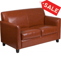 Flash Furniture BT-827-2-CG-GG Hercules Diplomat Series Bonded Leather Loveseat in Cognac